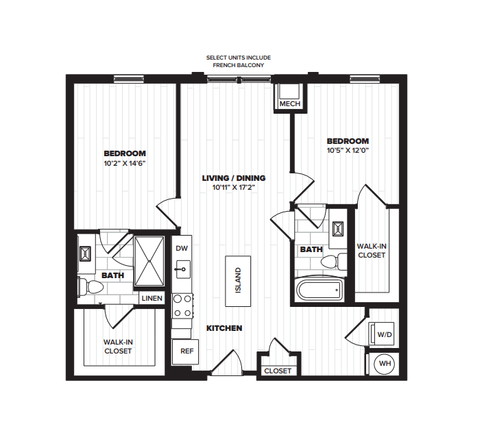 B8: 2 Bed 2 Bath floor plan